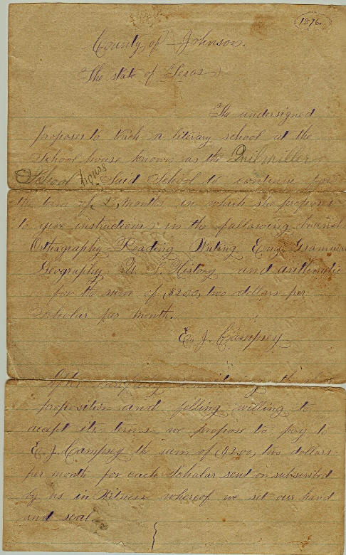 Emma Jessie Campsey's contract to teach school